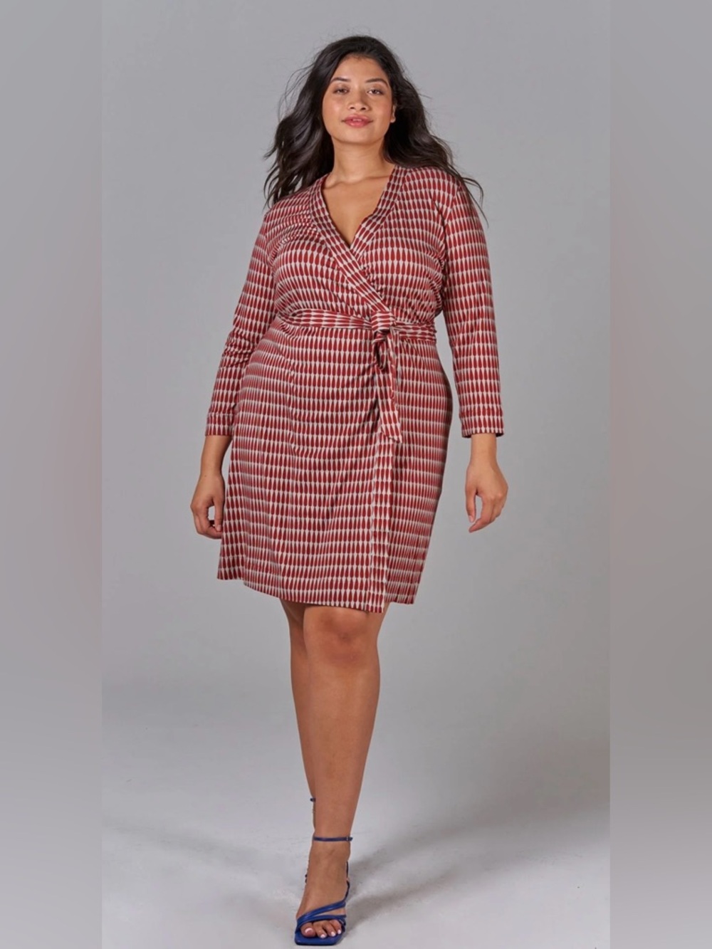 Tucker Rachel Wrap Dress Classic Teardrop Holly Red Cream Small S